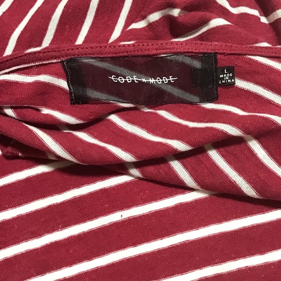 **2 FOR $20** 
CODE x MODE COWL NECK HIGH LOW STRIPED LINEN TOP SIZE L - Picture 4 of 9